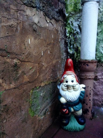 A German gnome watches from the corner. My village Malberg was a battlefield between Americans and Germans during both wars. 